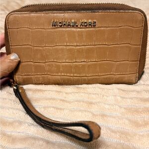 Michael Kors Tan Croc-Embossed Wallet